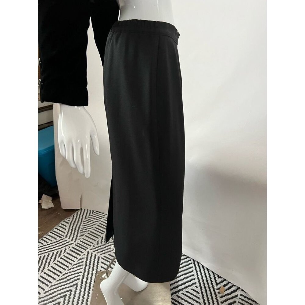 Pencil Skirt Womens Black Long Maxi Back Slit Button Solid 10 - Picture 9 of 12